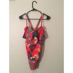 New Hawaiian-patterned, Orange One Piece